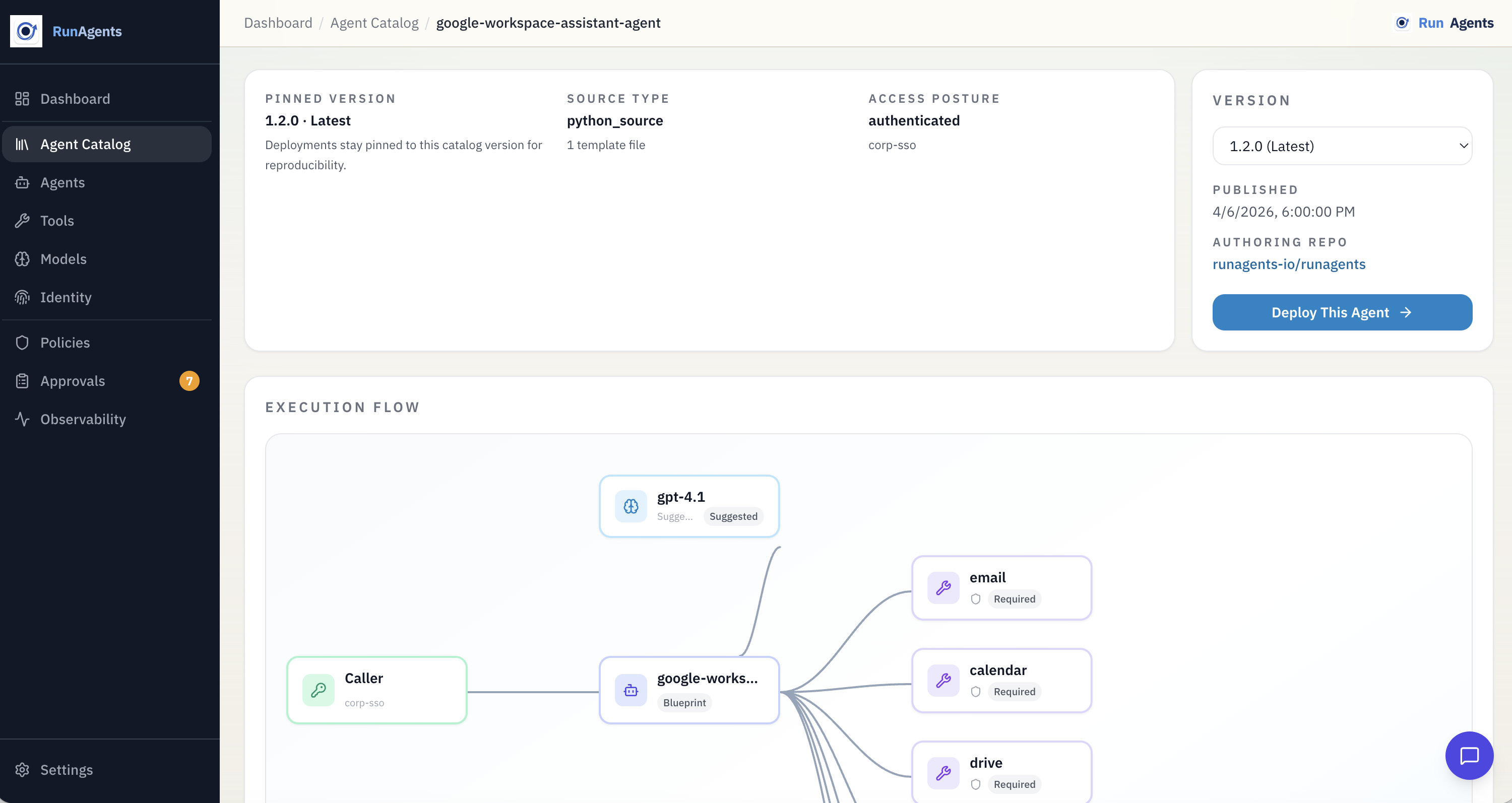 Google Workspace assistant in RunAgents