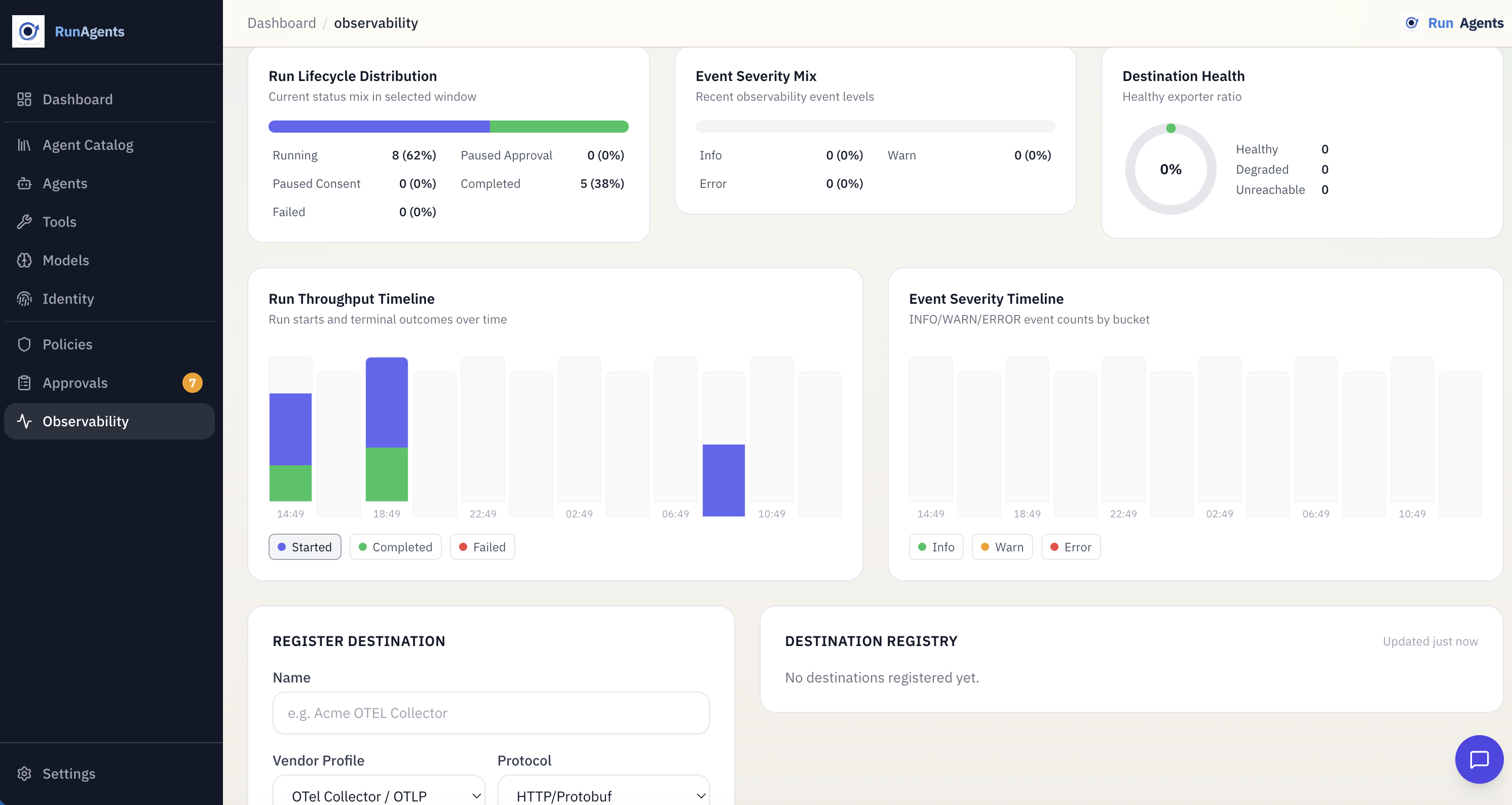 RunAgents observability view